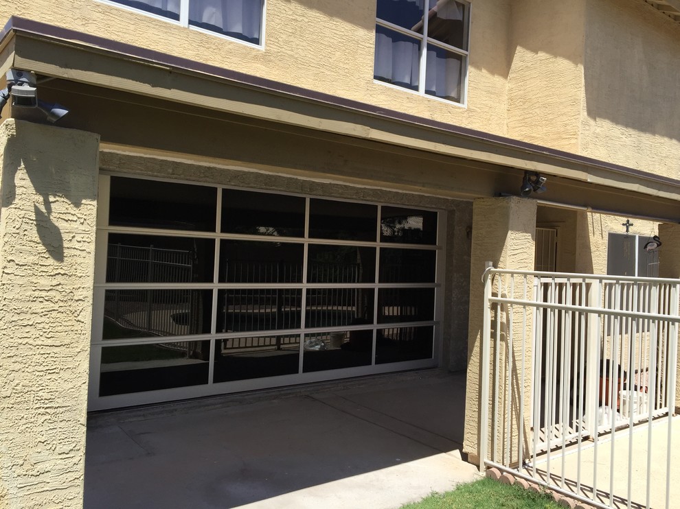 Glass Garage Door Patio Contemporary Living Room Phoenix by