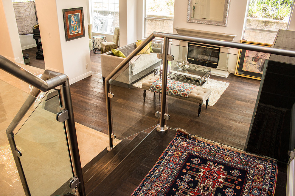 Glendale - Glass Railing Loft Addition - Contemporary - Living Room ...