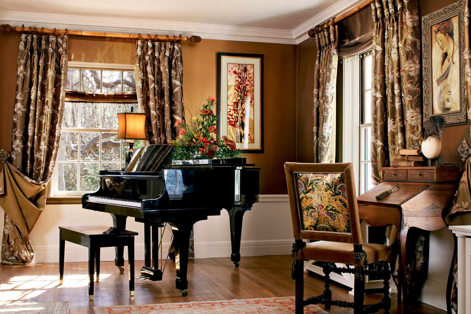 Dining Room Updates - Floral Curtains & Bokhara Rug  Dining room curtains,  Curtains living room, Floral curtains