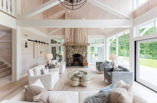 カントリー風のおしゃれなリビングのインテリア画像 75選 - 2025