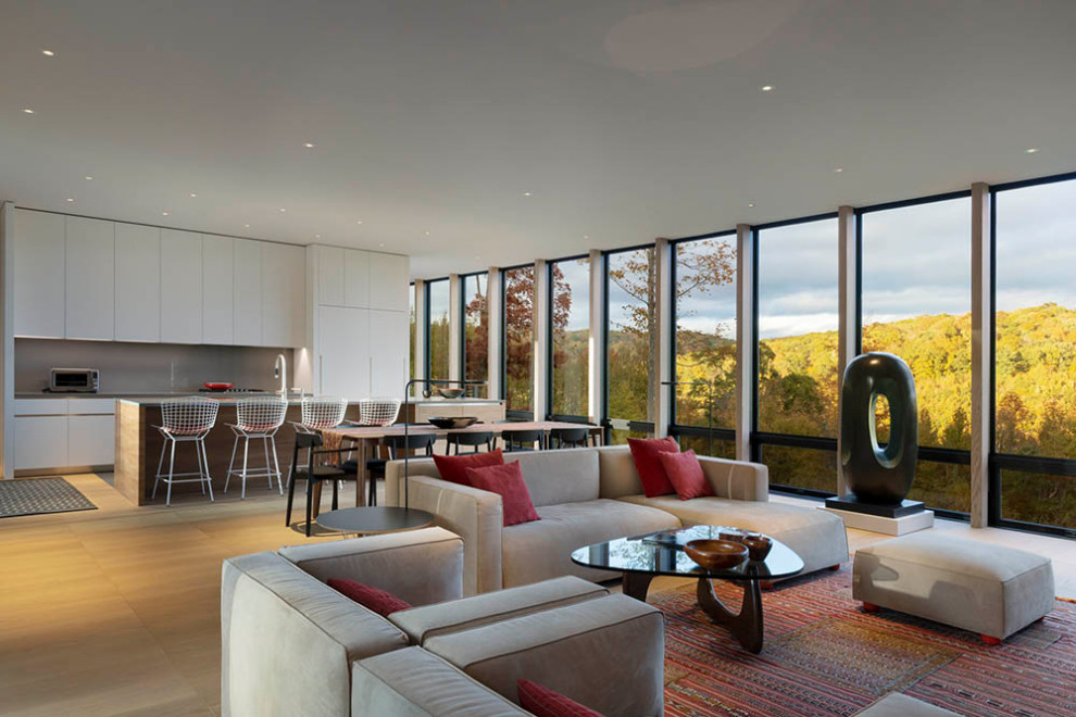 Inspiration for a huge modern open concept living room remodel in Bridgeport