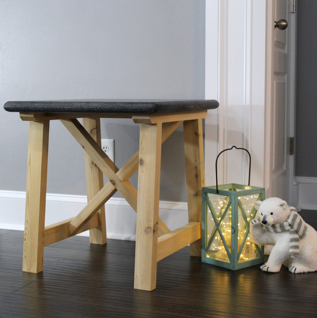 Granite Top Outdoor Table With Cedar Farmhouse Base Farmhouse Living Room Houston By Sovereign Carpentry Houzz