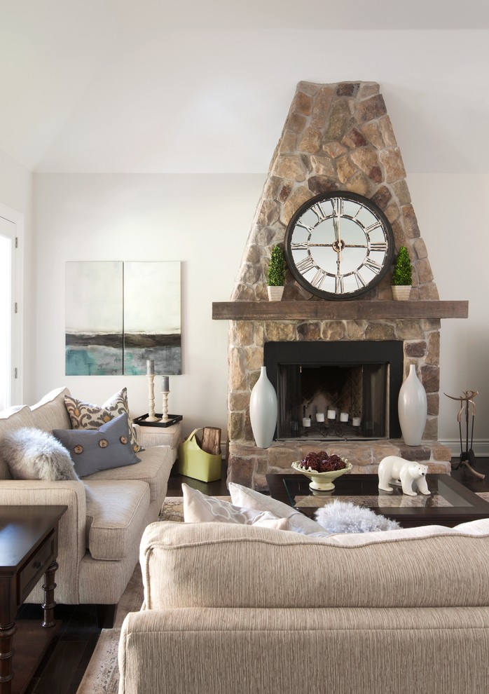 Inspiration for a transitional living room remodel in Vancouver with white walls
