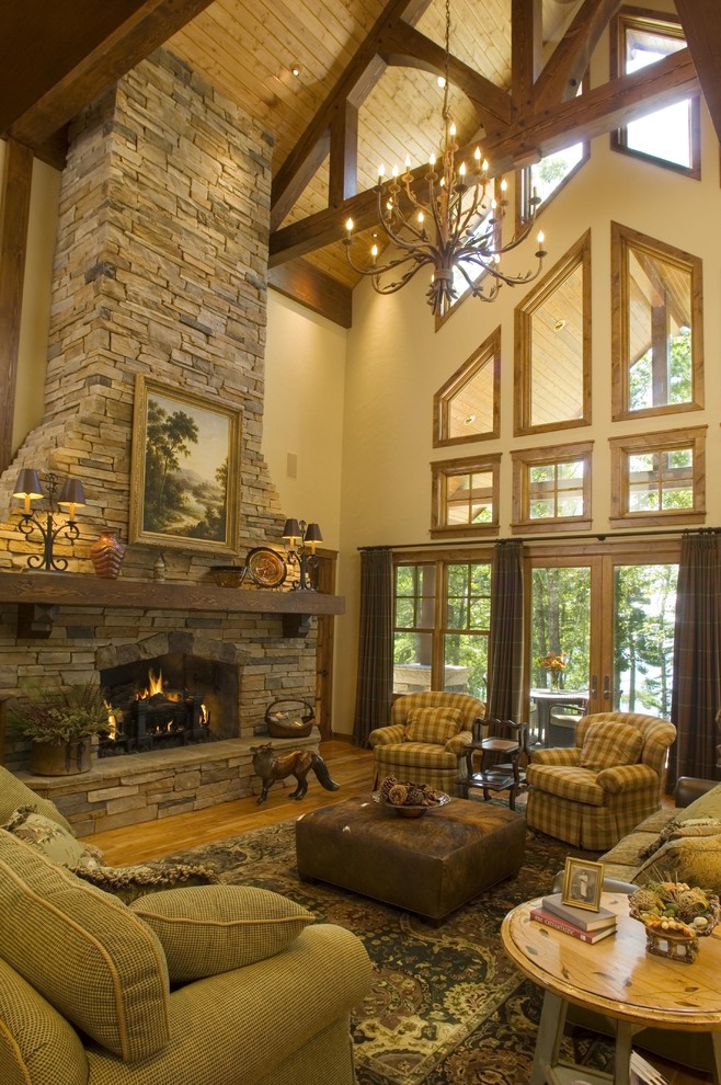 Photo of a rustic living room in Minneapolis.