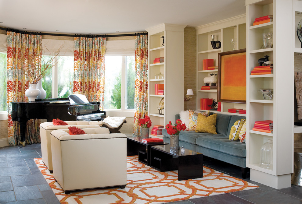 Inspiration for a timeless living room library remodel in Denver