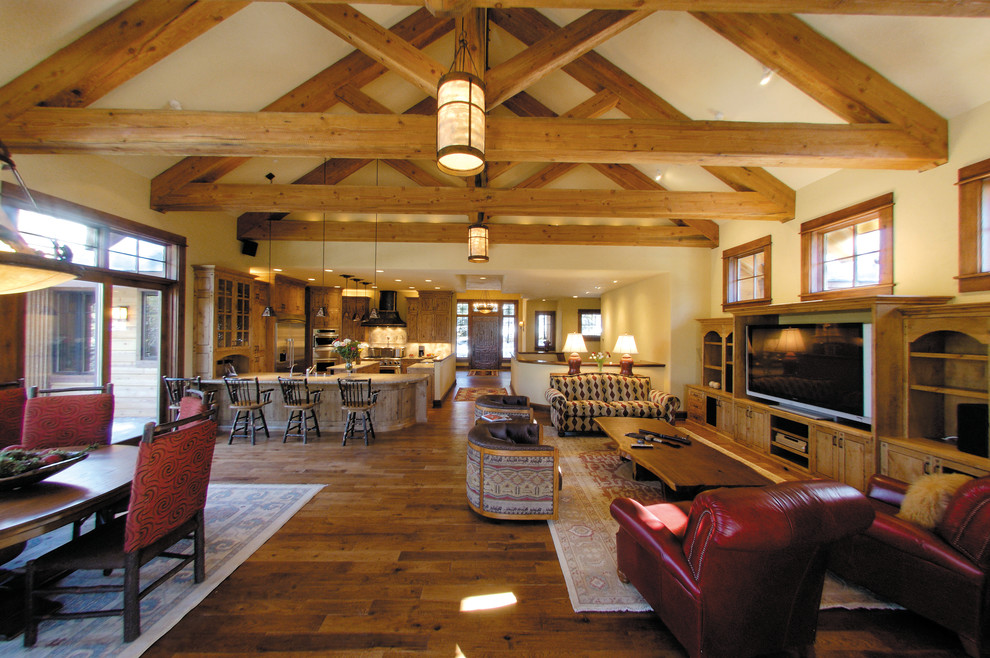 Photo of a rustic living room in Other with medium hardwood flooring.