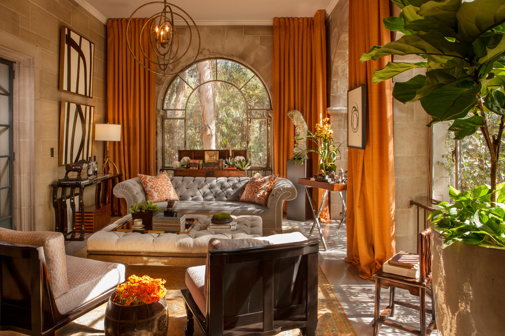 Inspiration for a timeless enclosed living room remodel in Los Angeles with beige walls