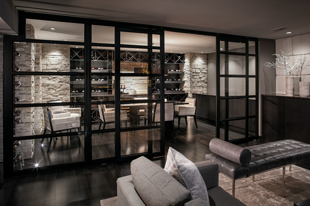 Inspiration for a modern wine cellar remodel in San Diego
