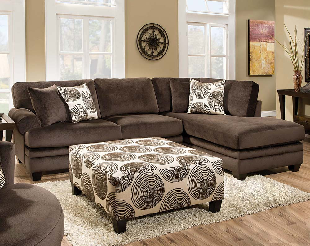 Groovy Chocolate Two Piece Sectional, American Freight Living Room Sets