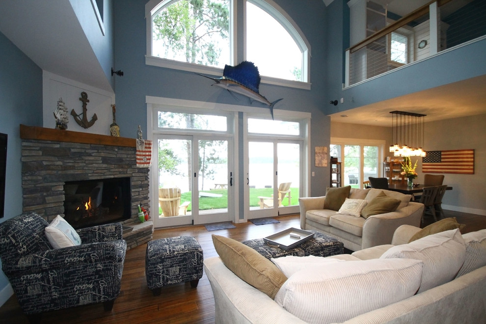 Gull Lake House Nisswa, MN Beach Style Living Room Minneapolis