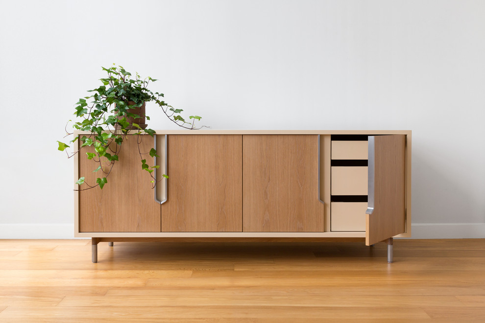 Design ideas for a medium sized modern living room in New York.