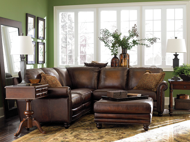 Hamilton L Shaped Sectional By Bassett, Bassett Leather Chair And Ottoman