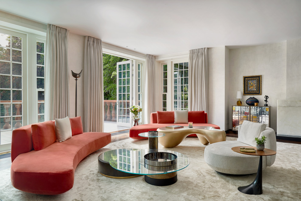 Foto di un soggiorno contemporaneo con sala formale e pareti beige