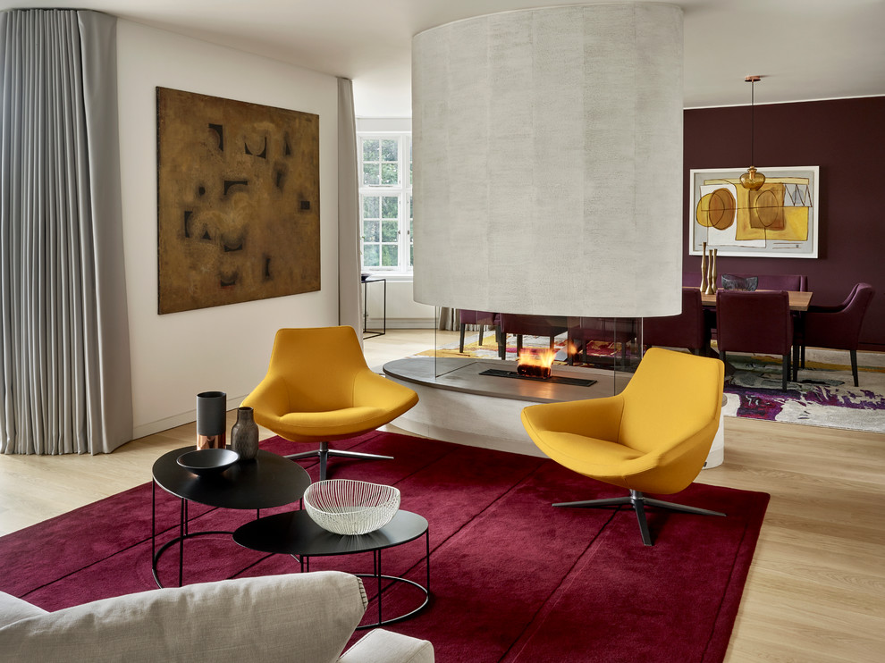 Diseño de salón contemporáneo con alfombra