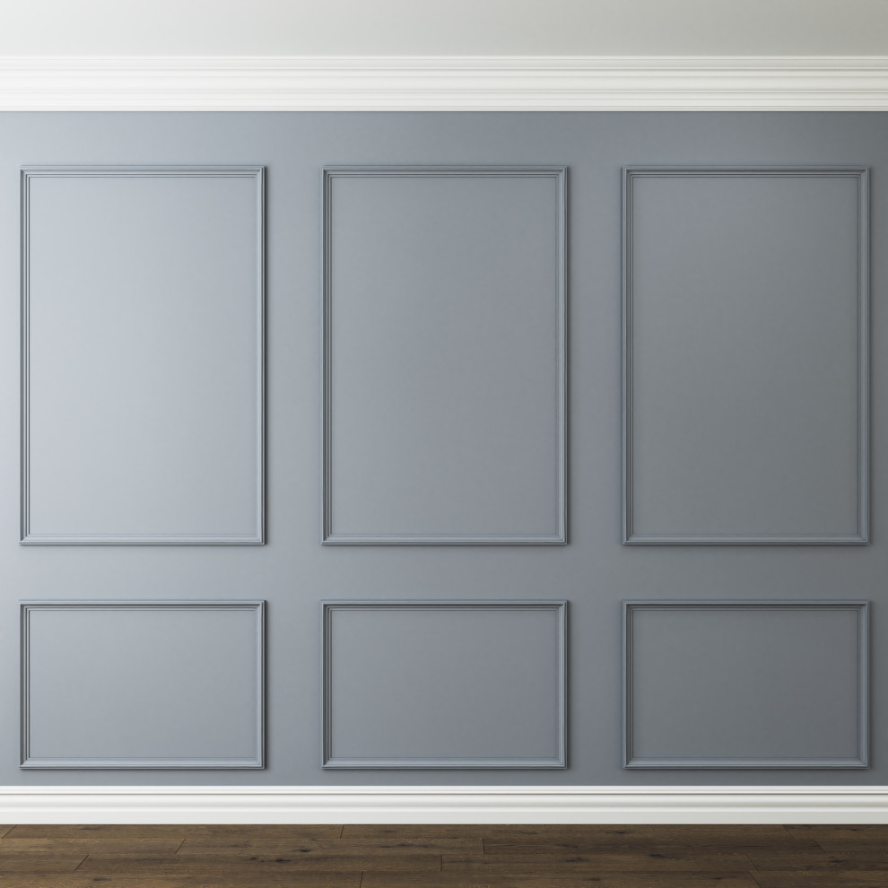 メルボルンにある高級な広いトラディショナルスタイルのおしゃれなリビング (白い壁、塗装フローリング、標準型暖炉、石材の暖炉まわり、埋込式メディアウォール、黒い床、羽目板の壁) の写真