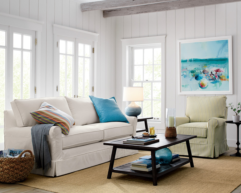 Harborside Slipcovered Apartment Sofa - Beach Style - Living Room ...