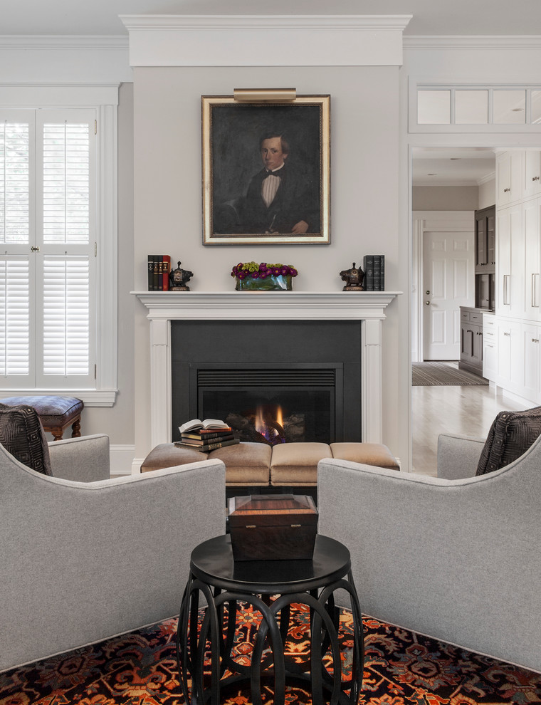 Harvard Square Renovation Living Room Fireplace - Traditional - Living