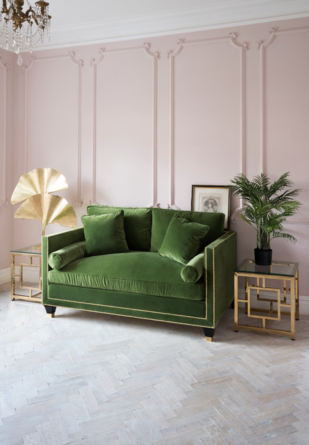 Hatfield Sofa with Gold Studs Contemporary Living Room