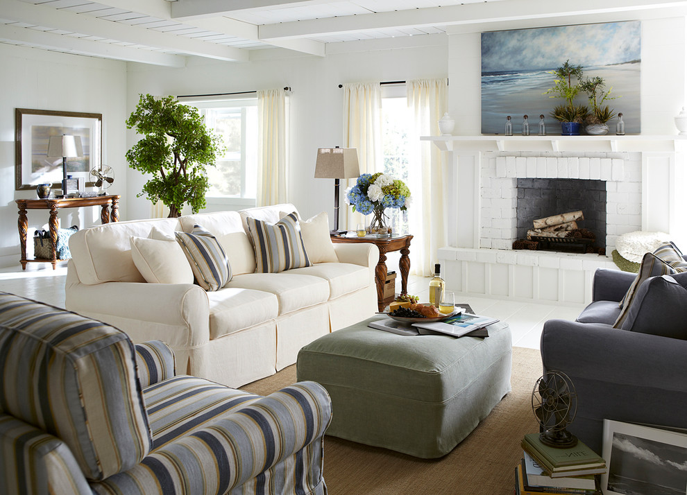 Living room - coastal living room idea in Other