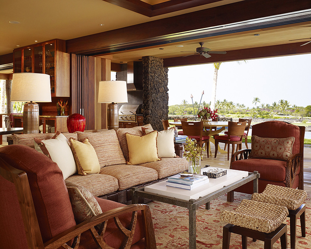Inspiration for a tropical open concept living room remodel in Hawaii