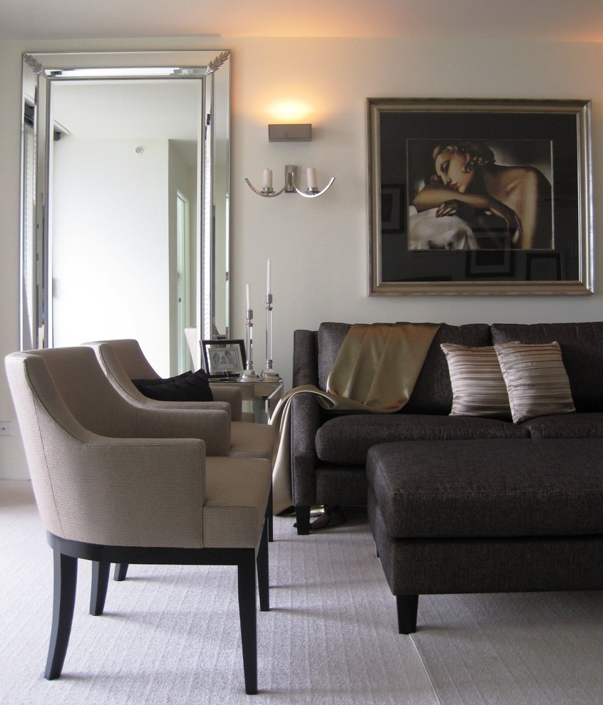 Immagine di un piccolo soggiorno minimalista chiuso con sala formale, pareti bianche e nessuna TV