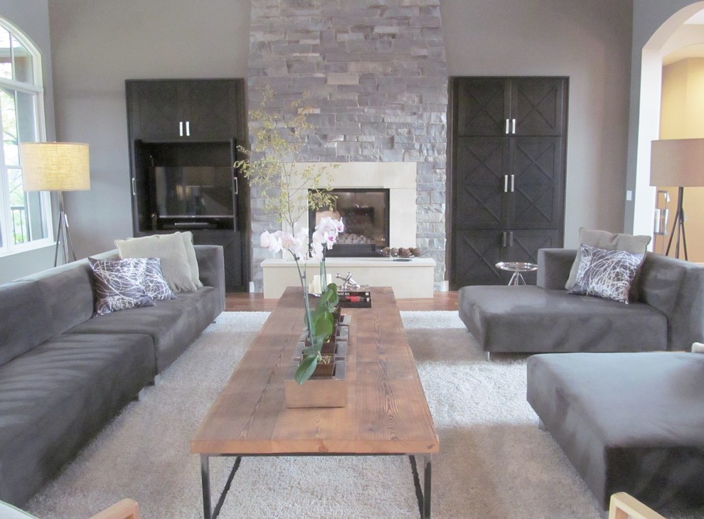 Living room - modern living room idea in Cedar Rapids