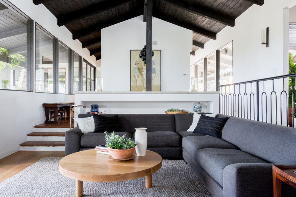 Mid-century modern living room photo in Los Angeles