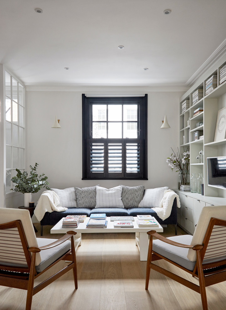Inspiration for a medium sized scandinavian open plan living room in London.
