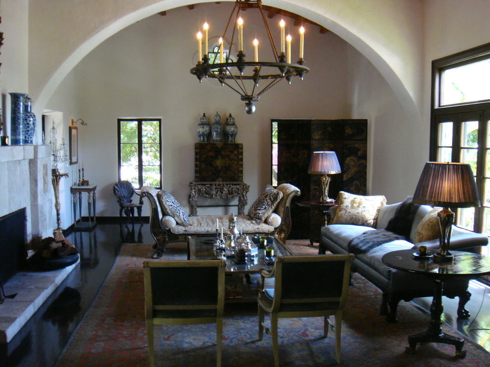 Example of a tuscan living room design in Los Angeles