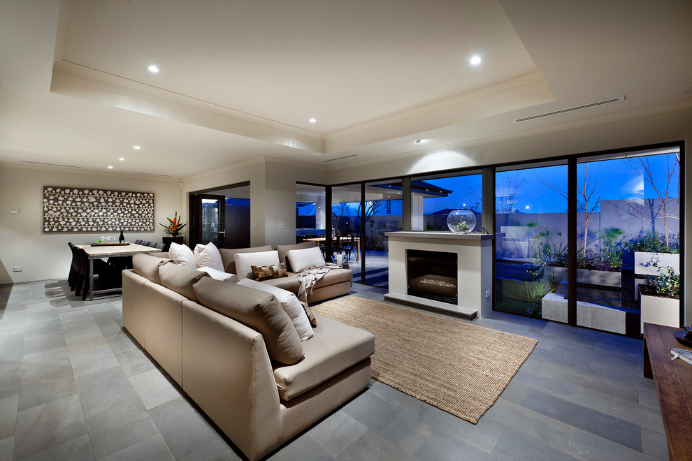 Trendy living room photo in Perth