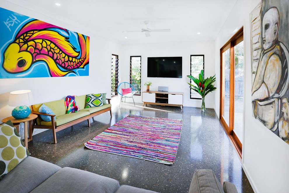 Photo of a bohemian living room in Townsville.