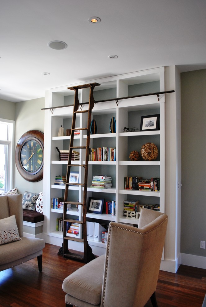 Example of a trendy living room library design in Ottawa