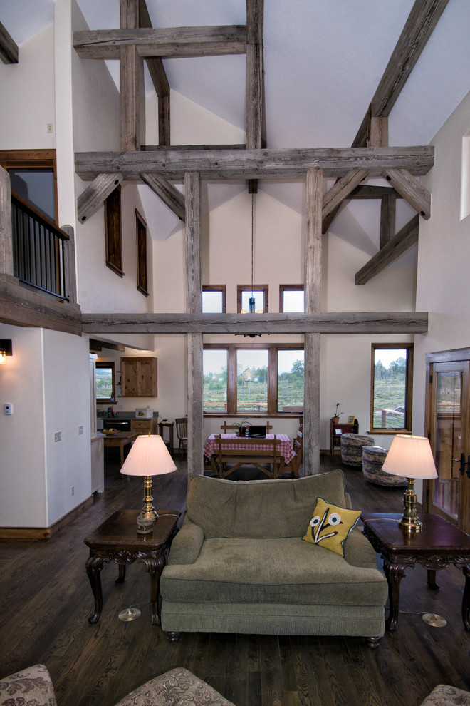 Inspiration for a large rustic living room in Salt Lake City.