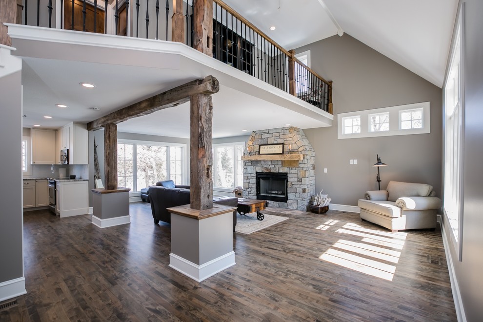 Home Renovation and Sport Court Addition Rustic Living Room