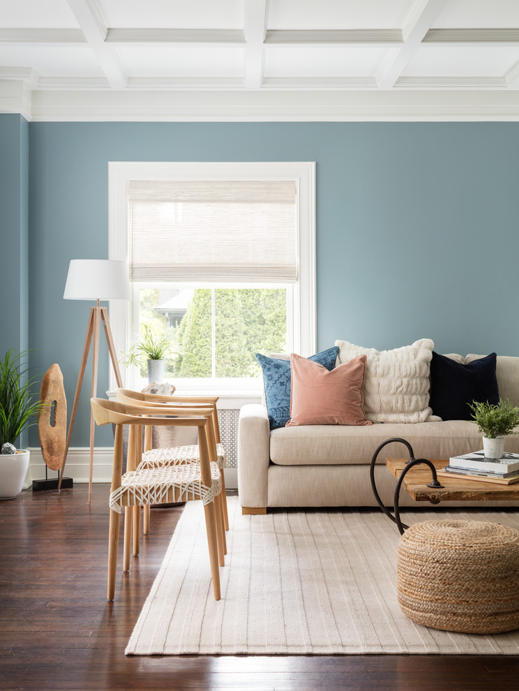 Large trendy living room photo in New York