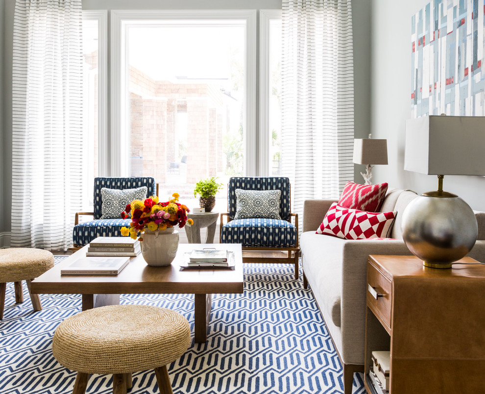 Example of a trendy formal living room design in Jacksonville with gray walls