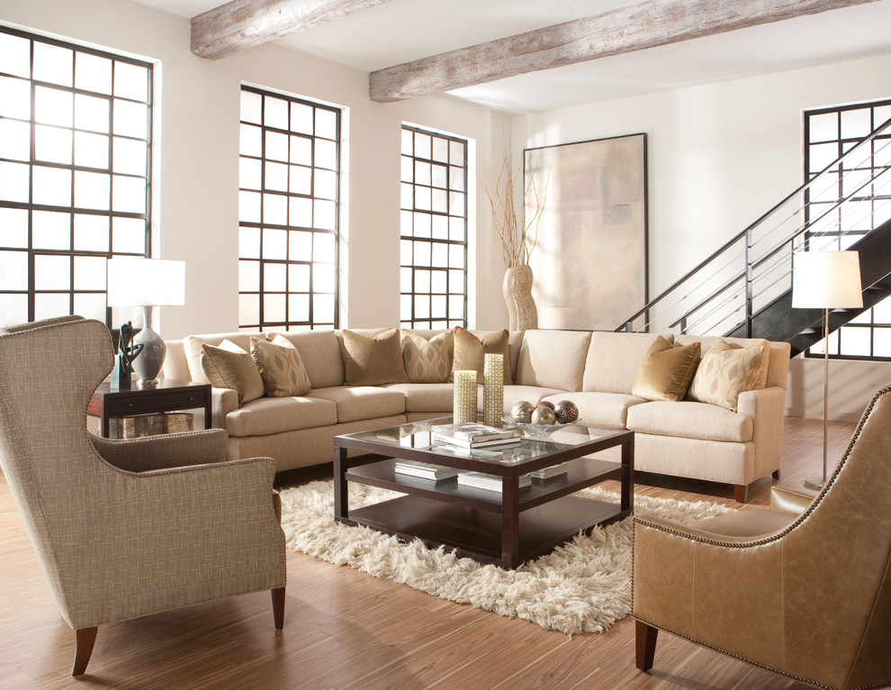 Example of a trendy living room design in Charlotte