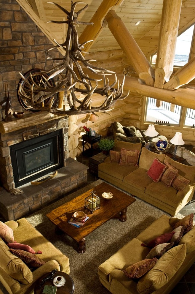 Inspiration for a rustic living room remodel in Boise