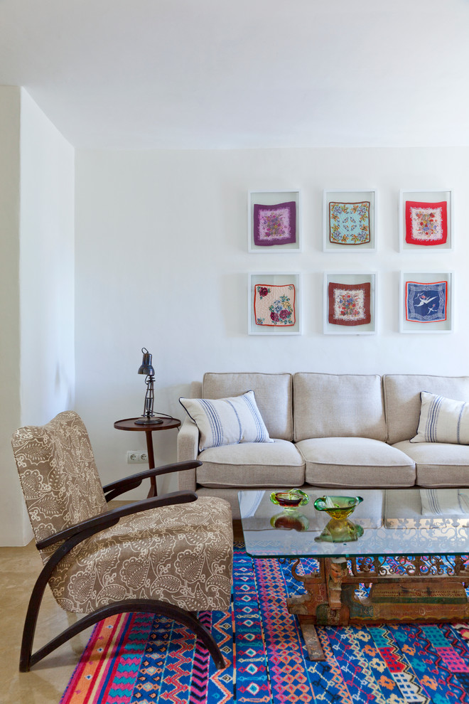 Design ideas for a mediterranean living room in London.