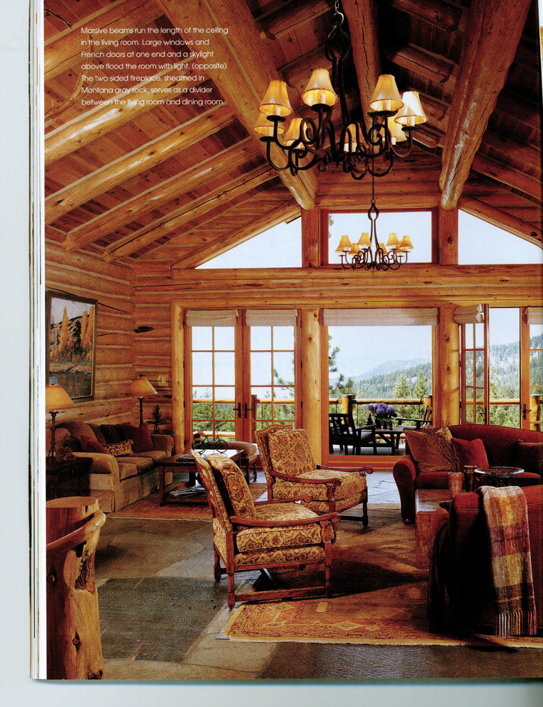 Идея дизайна: парадная, открытая гостиная комната среднего размера в классическом стиле с коричневыми стенами и разноцветным полом без камина, телевизора