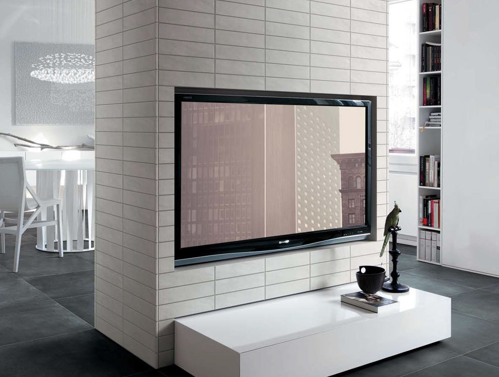 Ispirazione per un soggiorno minimalista chiuso con pareti grigie e pavimento in ardesia