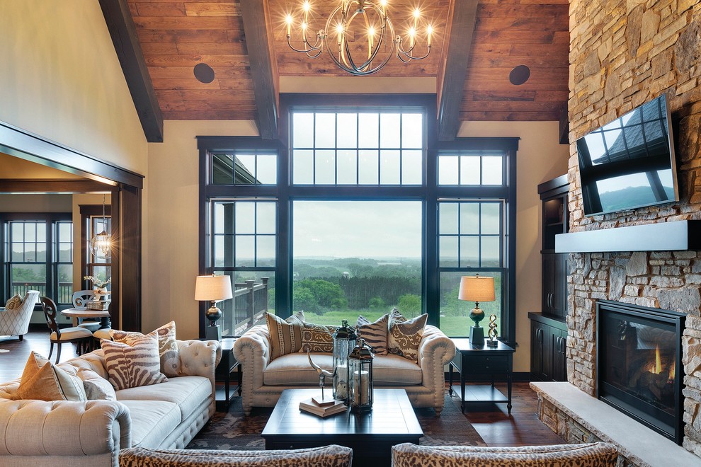 Inspiration for a rustic living room remodel in Other