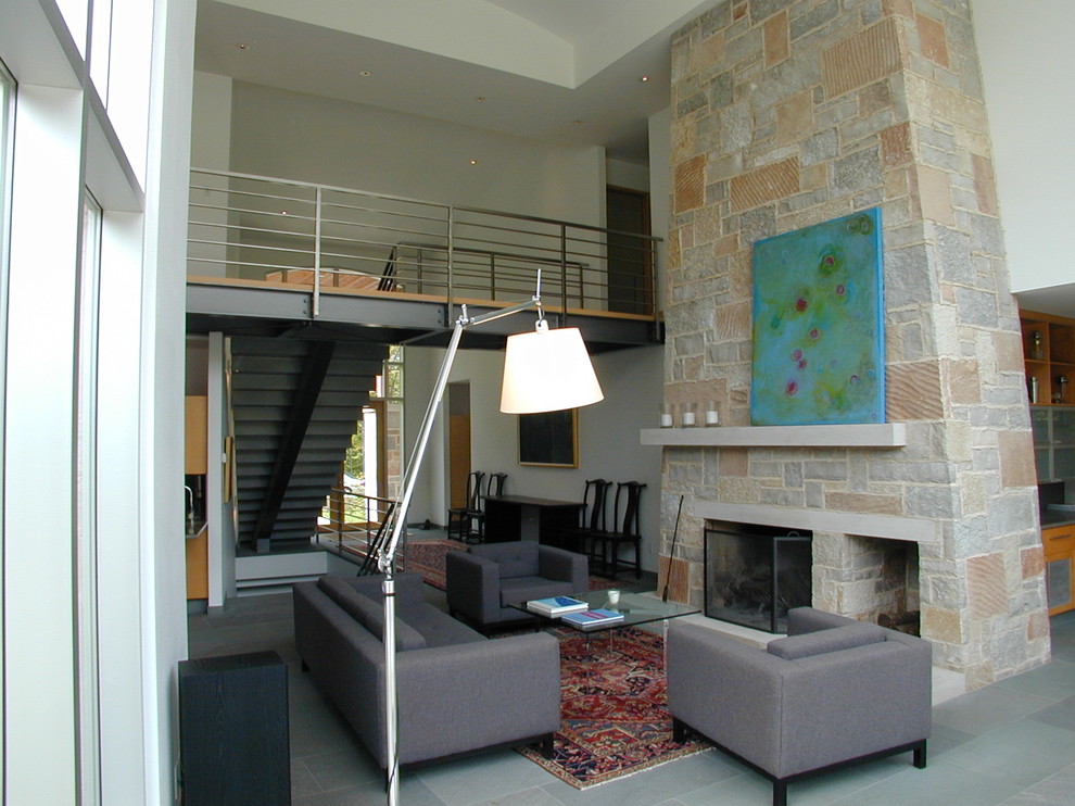Living room - contemporary living room idea in Milwaukee