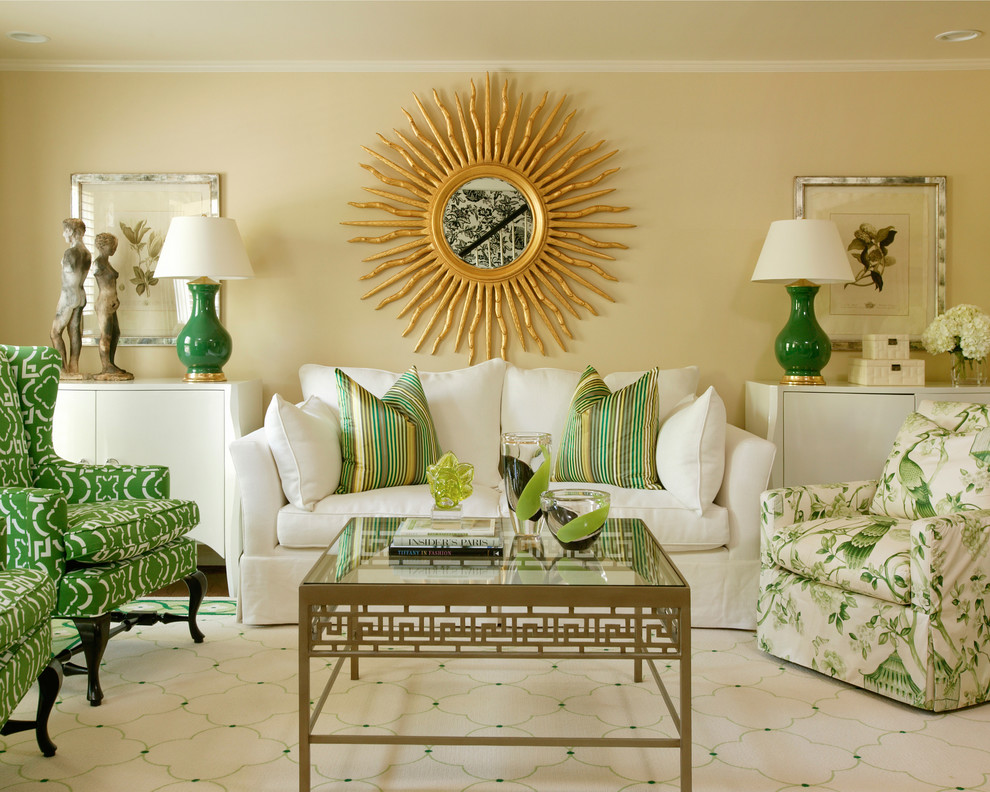 Mid-sized elegant formal and open concept living room photo in Little Rock with beige walls, no fireplace and no tv