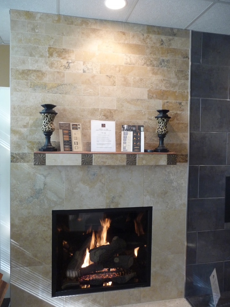 Irox Travertine Fireplace Eclectic Living Room Philadelphia by StoneMar Natural Stone
