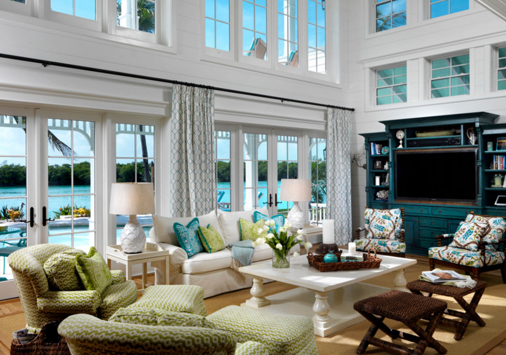 This is an example of a beach style living room in Miami.