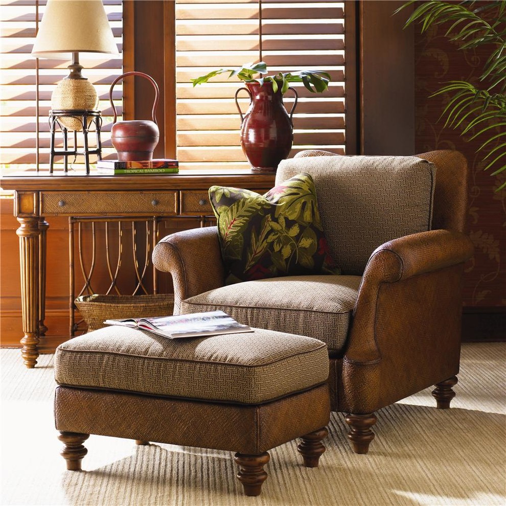 Island Estate Loose Back Hamilton Wicker Chair Ottoman Tropical Living Room Miami By Baers Furniture