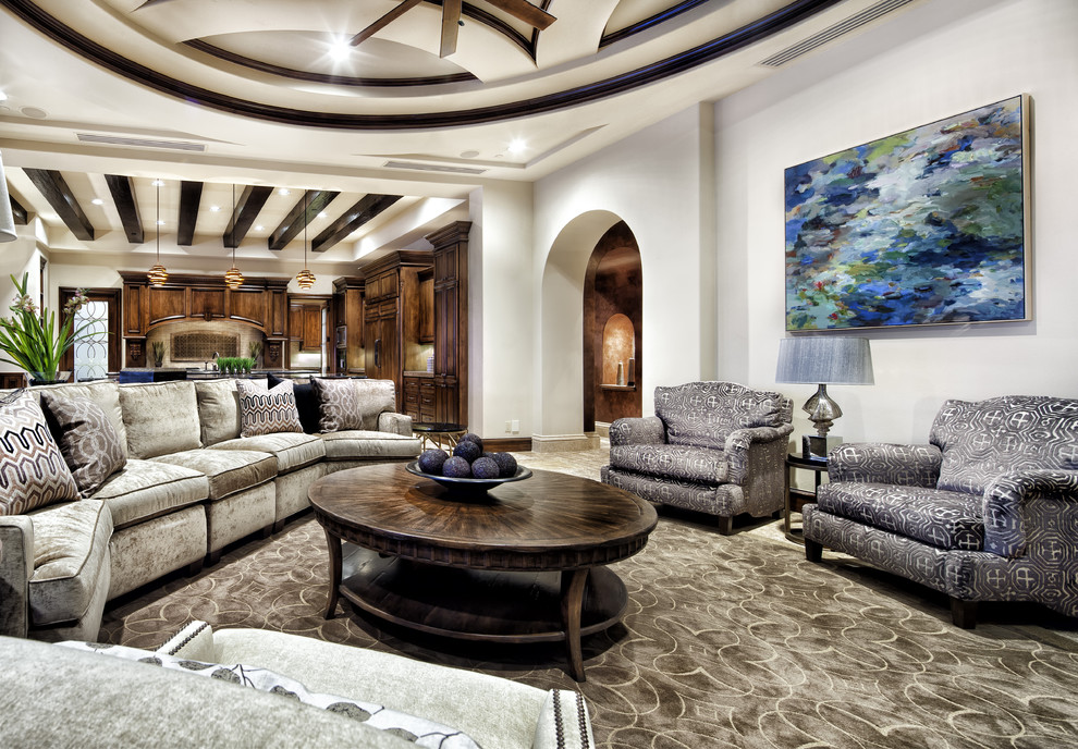Inspiration for a contemporary open plan living room in Dallas.