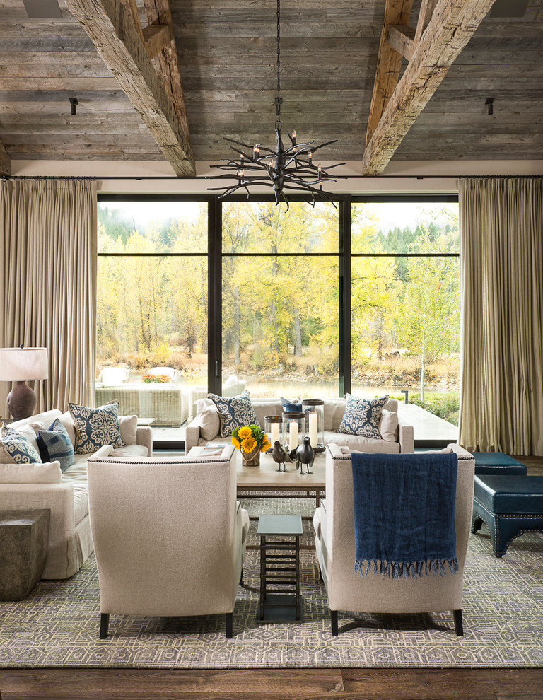 Inspiration for an expansive rustic living room in Sacramento.