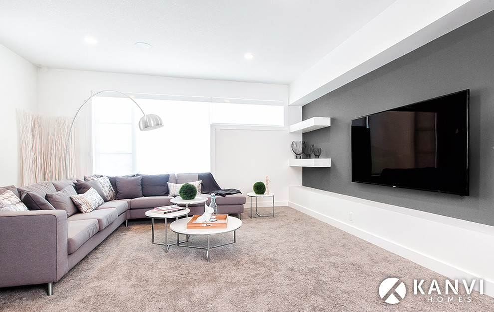 Design ideas for a contemporary living room in Edmonton.
